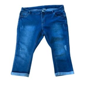 Ikebana Denim Jeans Crop Medium Wash Adjustable Waist Womens Size 48